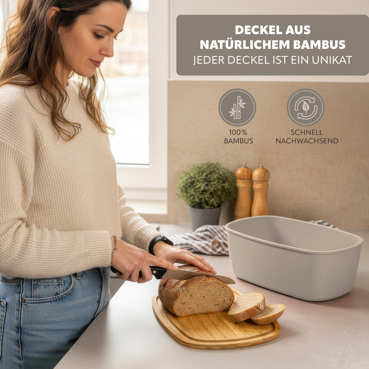 BROTKASTEN, grau - Grau, Kunststoff (22.5/13.5/37cm) - bremermann