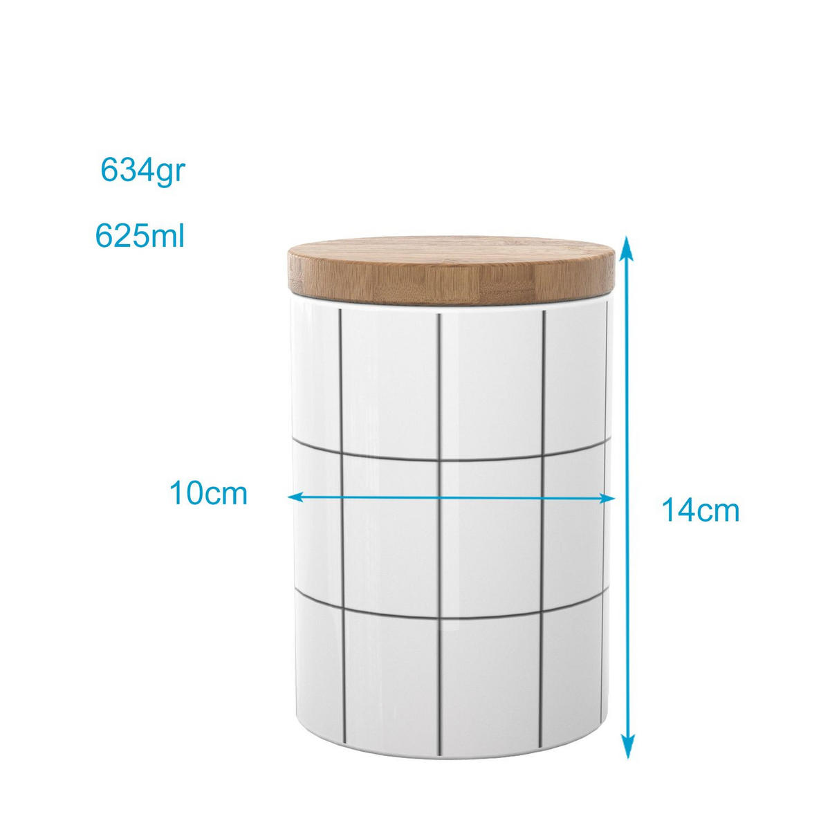 VORRATSDOSE mit Deckel 700 ml - Weiß, Keramik (10/13.5/10cm) - Intirilife