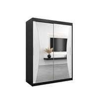 SCHWEBETÜRENSCHRANK 200/150/62 2-türig - Silberfarben/Schwarz, Holz/Kunststoff (150/200/62cm) - Abiks Möbel