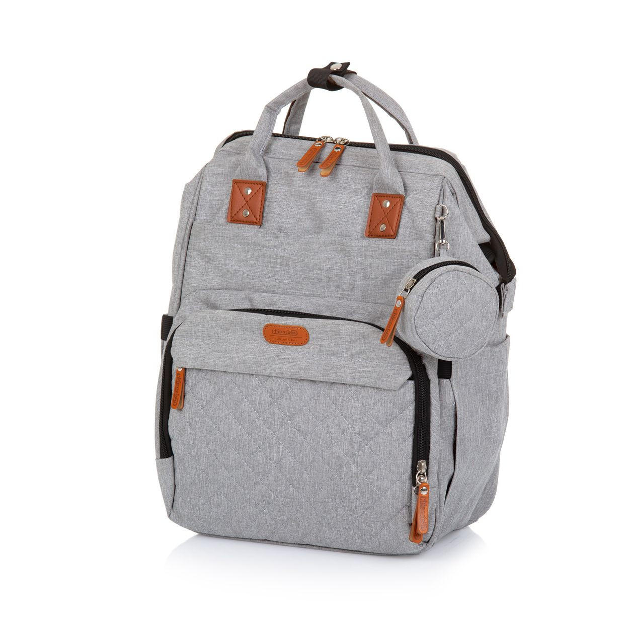 WICKELTASCHE CHRAB024 hellgrau Rucksack, Schnullertasche, Thermo-Innentaschen, Kinderwagenbefestigung - Grau, Textil (35/44/20cm) - Chipolino
