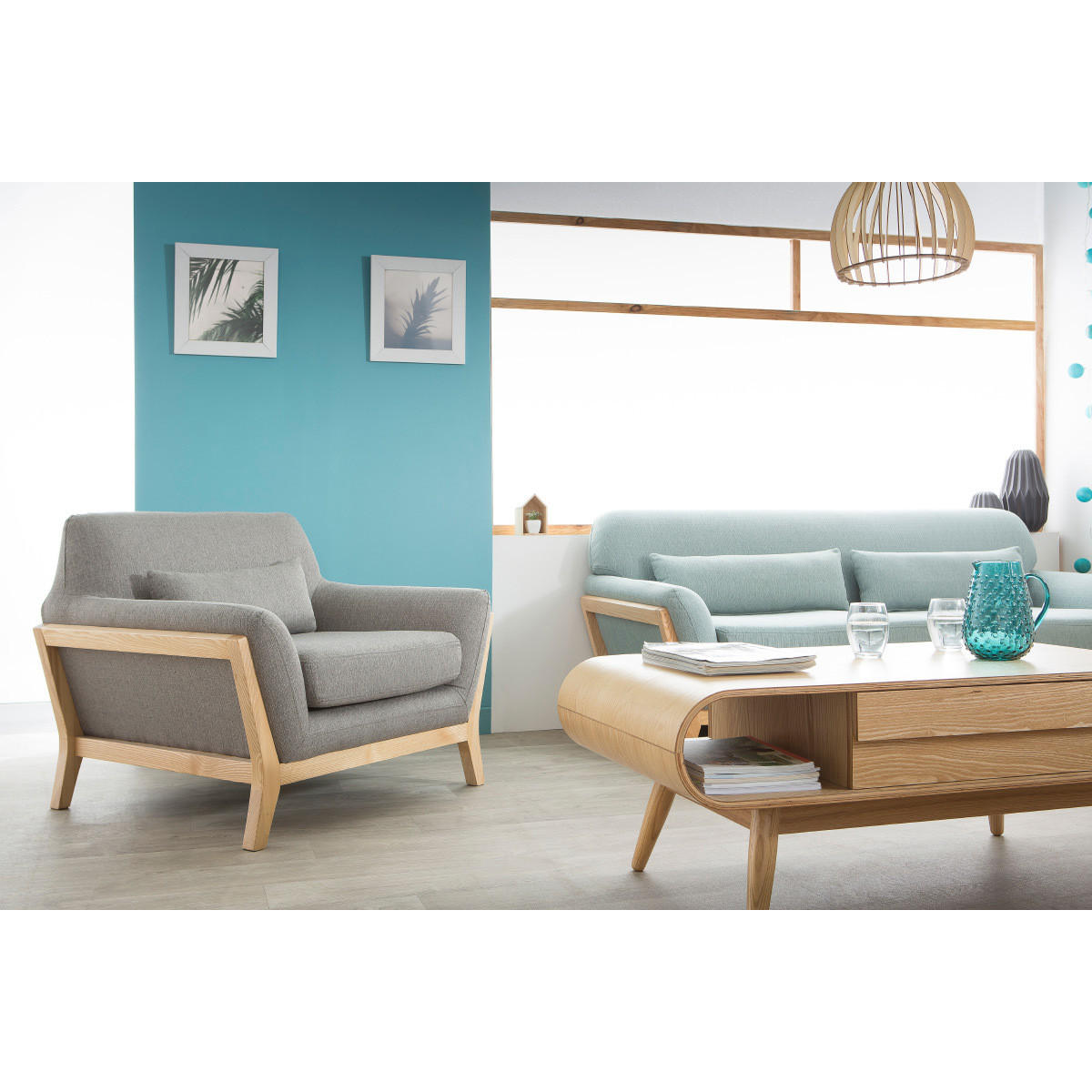 SESSEL Design Grau Holzbeine YOKO - Grau, Textil (84/78.5/96cm) - Miliboo