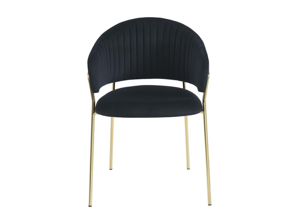 STUHL 2er-Set - Samt & goldfarbenes Metall - Schwarz - MADOLIA - Schwarz, Textil (55/81/55cm) - Pascal Morabito