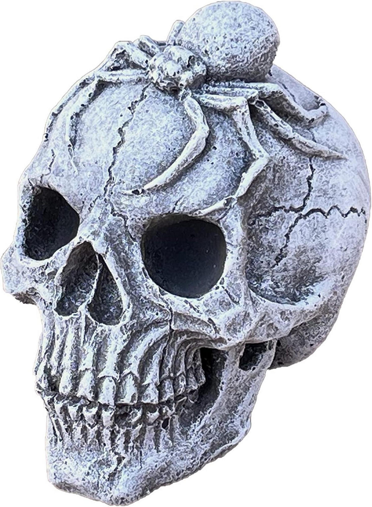 STEINFIGUR Gothic Schädel mit Spinne frostfest massiv - Grau, Stein (9/12/13cm) - stoneandstyle