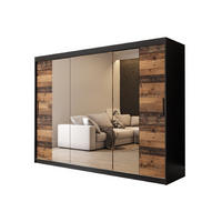 SCHWEBETÜRENSCHRANK 200/250/62 3-türig - Eichefarben/Schwarz, Holz/Kunststoff (250/200/62cm) - MÖBEL KRYSPOL