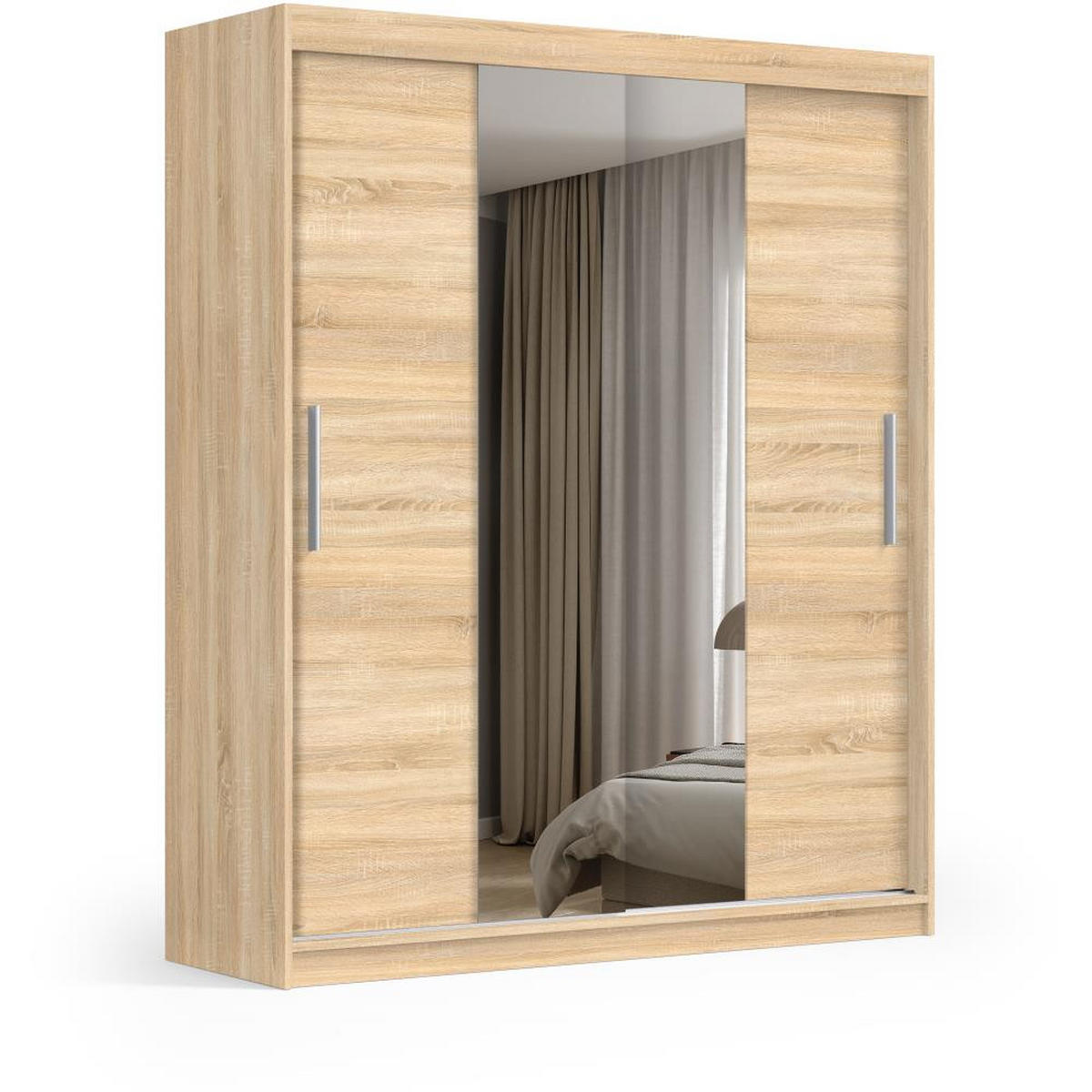 SCHWEBETÜRENSCHRANK Katrina eiche Sonoma 180/215,5/59 cm 2-türig - Sonoma Eiche, Holzwerkstoff (180/215.5/59cm) - Beautysofa