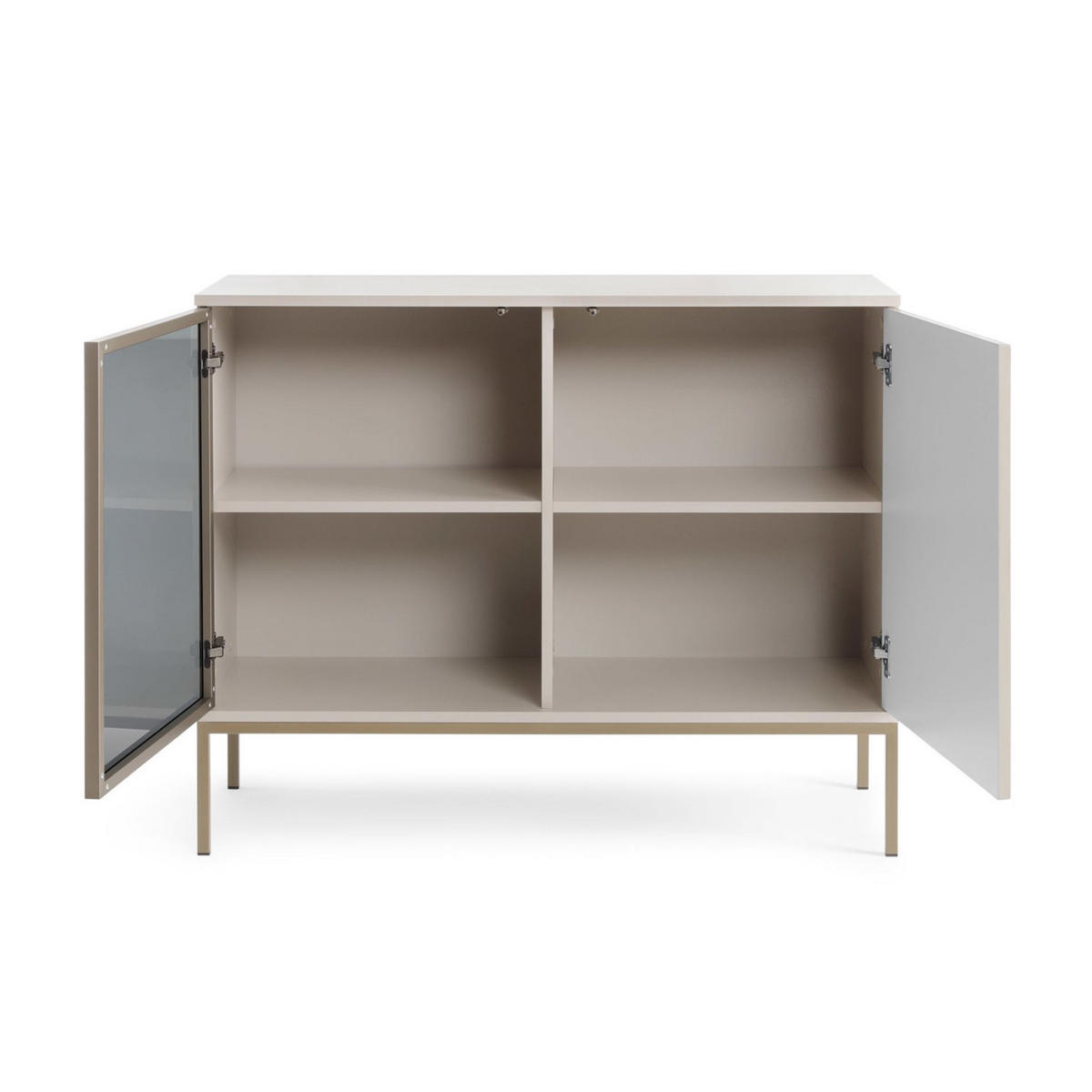 SIDEBOARD Tosena Greige mit LED 104 cm - Kaschmir/Goldfarben, Holzwerkstoff/Metall (104/83/39cm) - Selsey