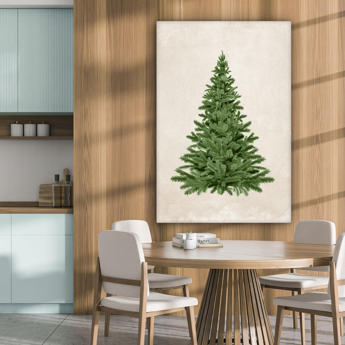 LEINWANDBILD Weihnachtsbaum - Grün - Weihnachten - Feiertage 90x140 cm - Olivgrün, Textil (90/140cm) - MuchoWow