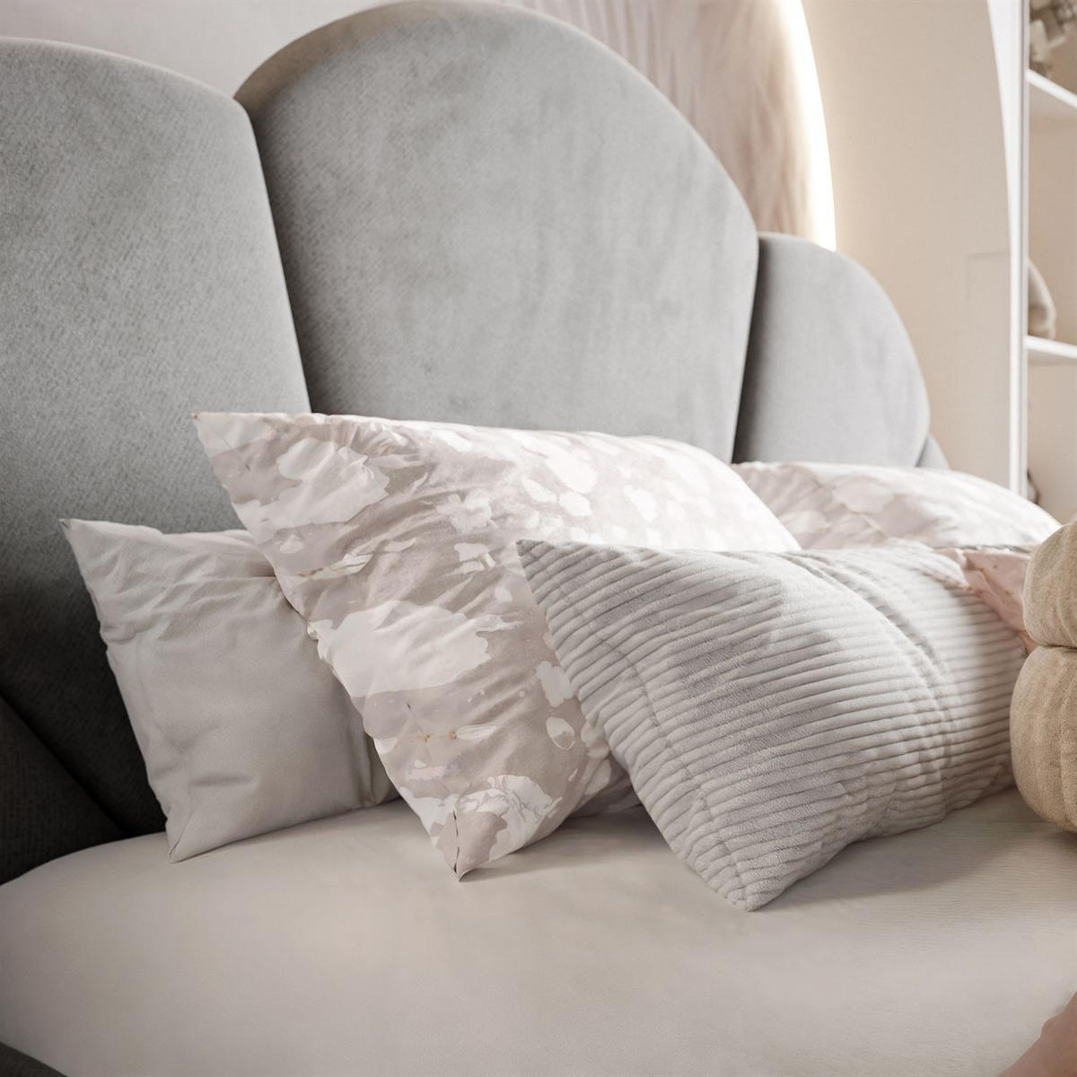 POLSTERBETT ARIEL mit Bettkasten 140x200 cm Element 04 - Grau, Textil (140/200cm) - Lookway