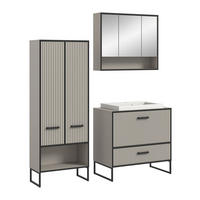 BADKOMBINATION 3tlg. Bagno Bad in Kaschmir Nachbildung und schwarz B/H/T: 154x192x48 cm - Kaschmir, Holzwerkstoff (154/192/48cm)