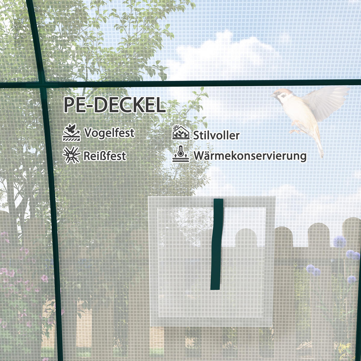 GEWÄCHSHAUS, 180L x 180B x 200H cm - Weiß, Kunststoff/Metall (180/200/180cm) - Outsunny