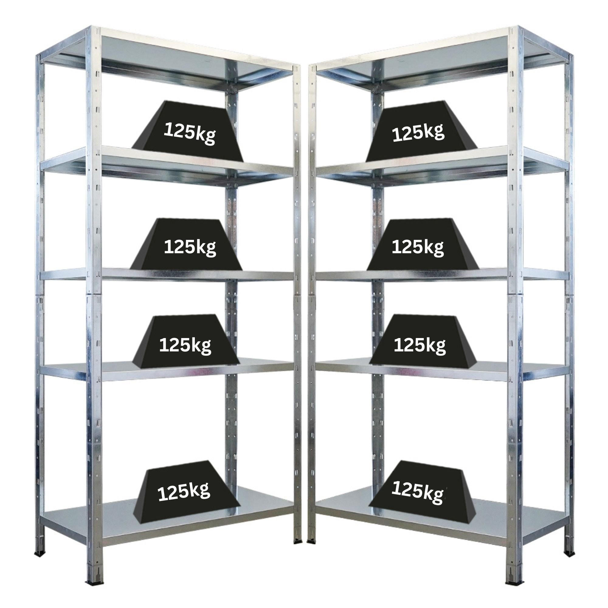 SCHWERLASTREGAL Ares 2er-Set 180x90x40cm Fachlast 125 kg Verzinkt - Silberfarben, Metall (180/180/40cm) - PROREGAL