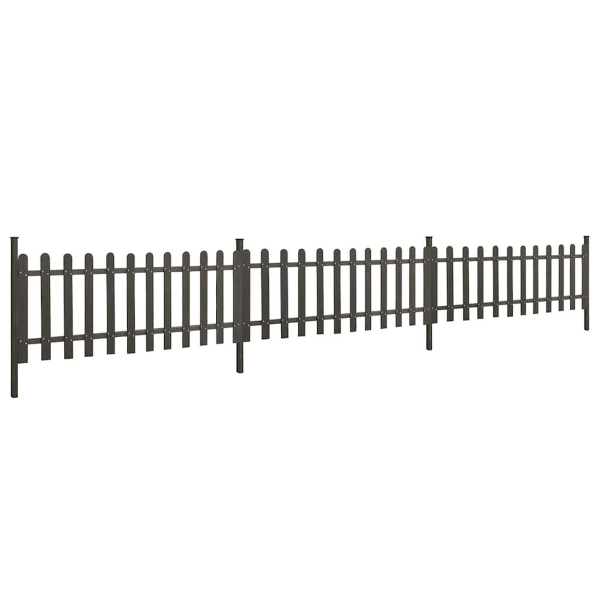 LATTENZAUN Mit Pfosten 3Er Set Wpc 614/80 Cm - Grau, Holzwerkstoff (3/116cm) - vidaXL