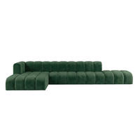 ECKSOFA Modulares In L-Form Mit Hocker, Velvet-Stoff Riviera, Grün, Links, GRAND - Grün, Holz (386/179cm) - Kaiser Möbel