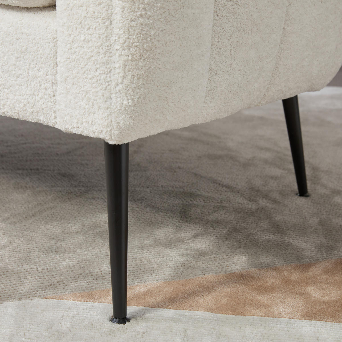 2-SITZER SOFA Chenille Ivory mit abnehmbaren Sitzkissen - Creme, Holzwerkstoff/Textil (127.5/76.5/70cm) - WISHDOR
