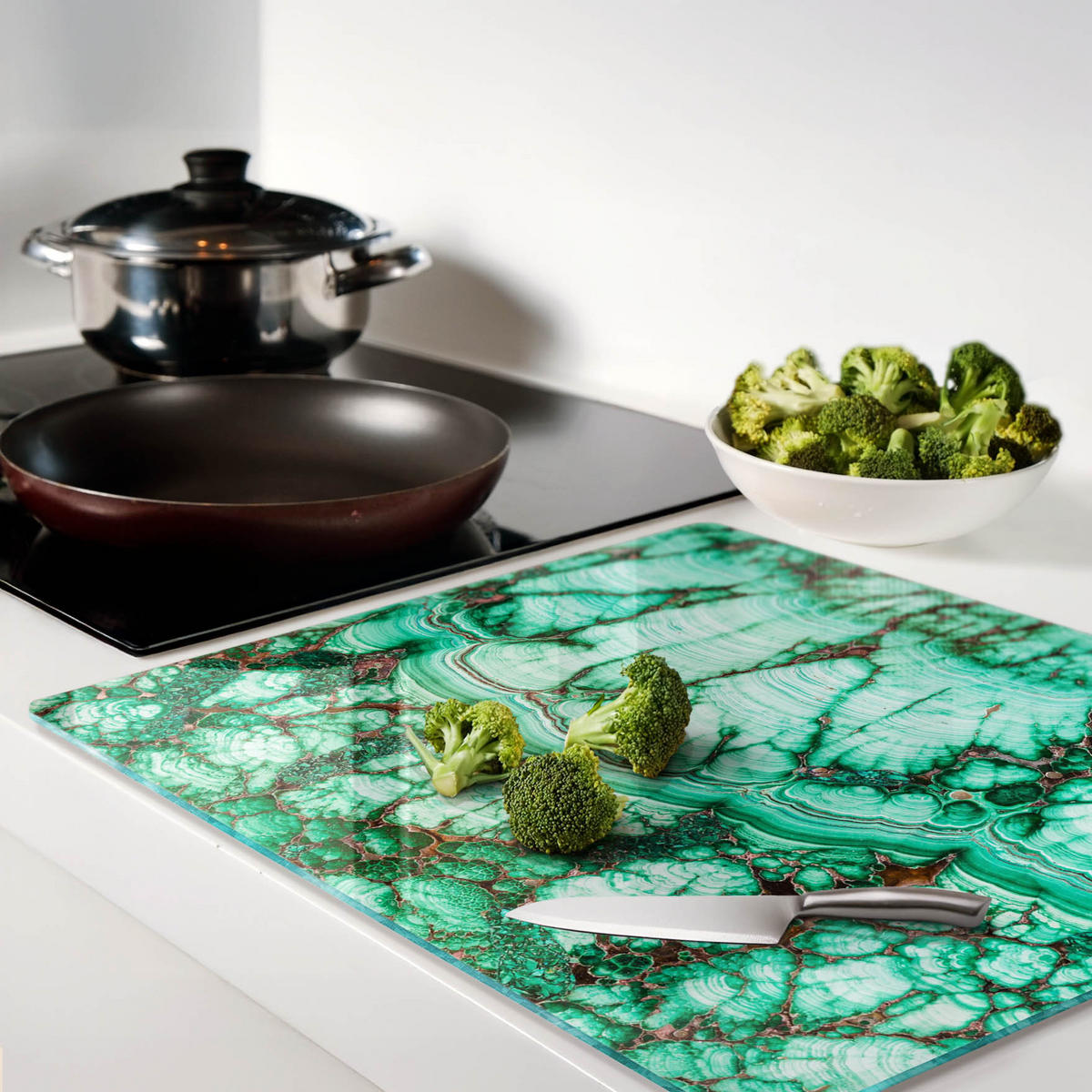 GLASPLATTE 60x52 cm Malachit - Olivgrün/Grün, Glas (60/0.4/52cm) - TULUP