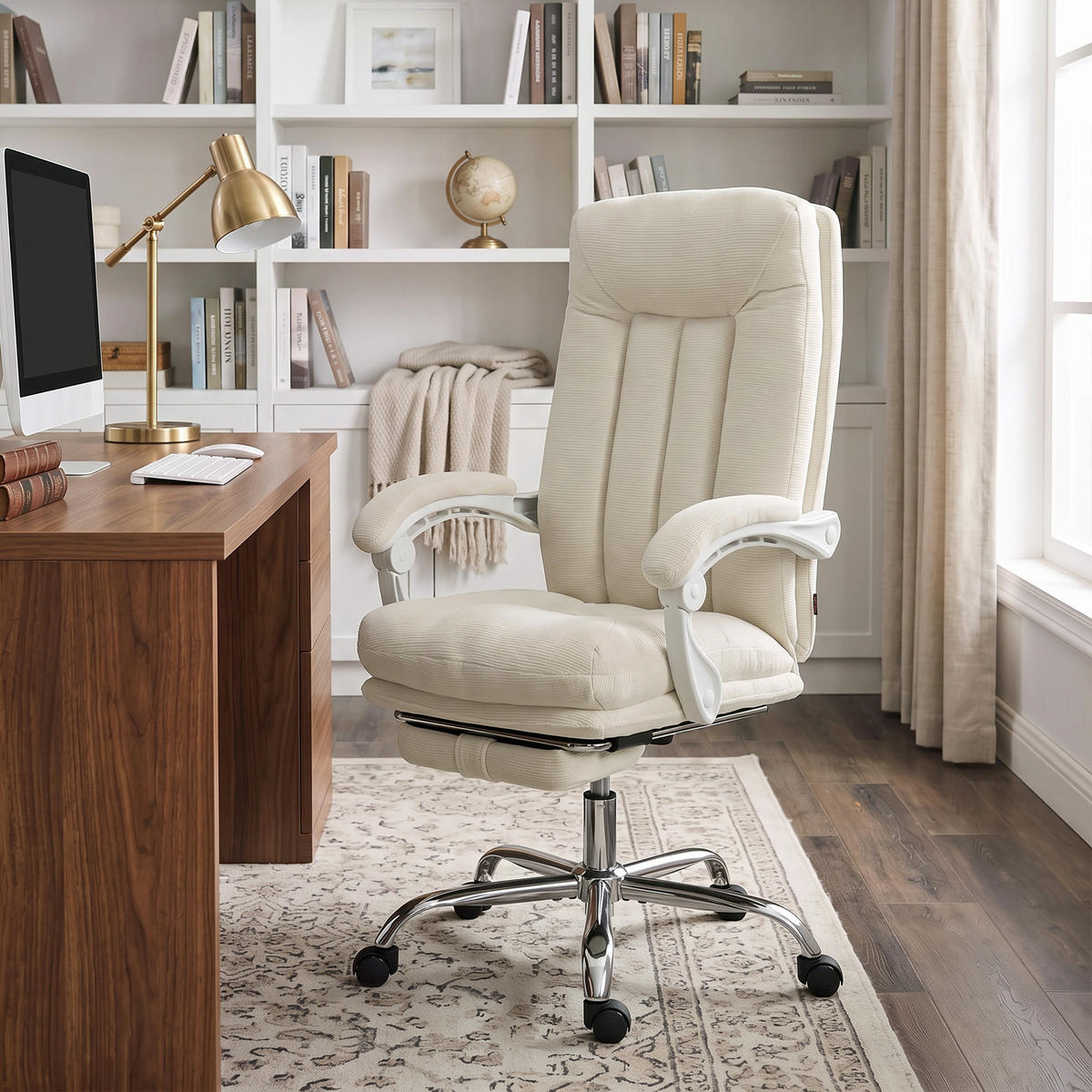 BÜROSTUHL Creme 69.0/68.0/117.0 cm - Creme, Textil (68/117/69cm)
