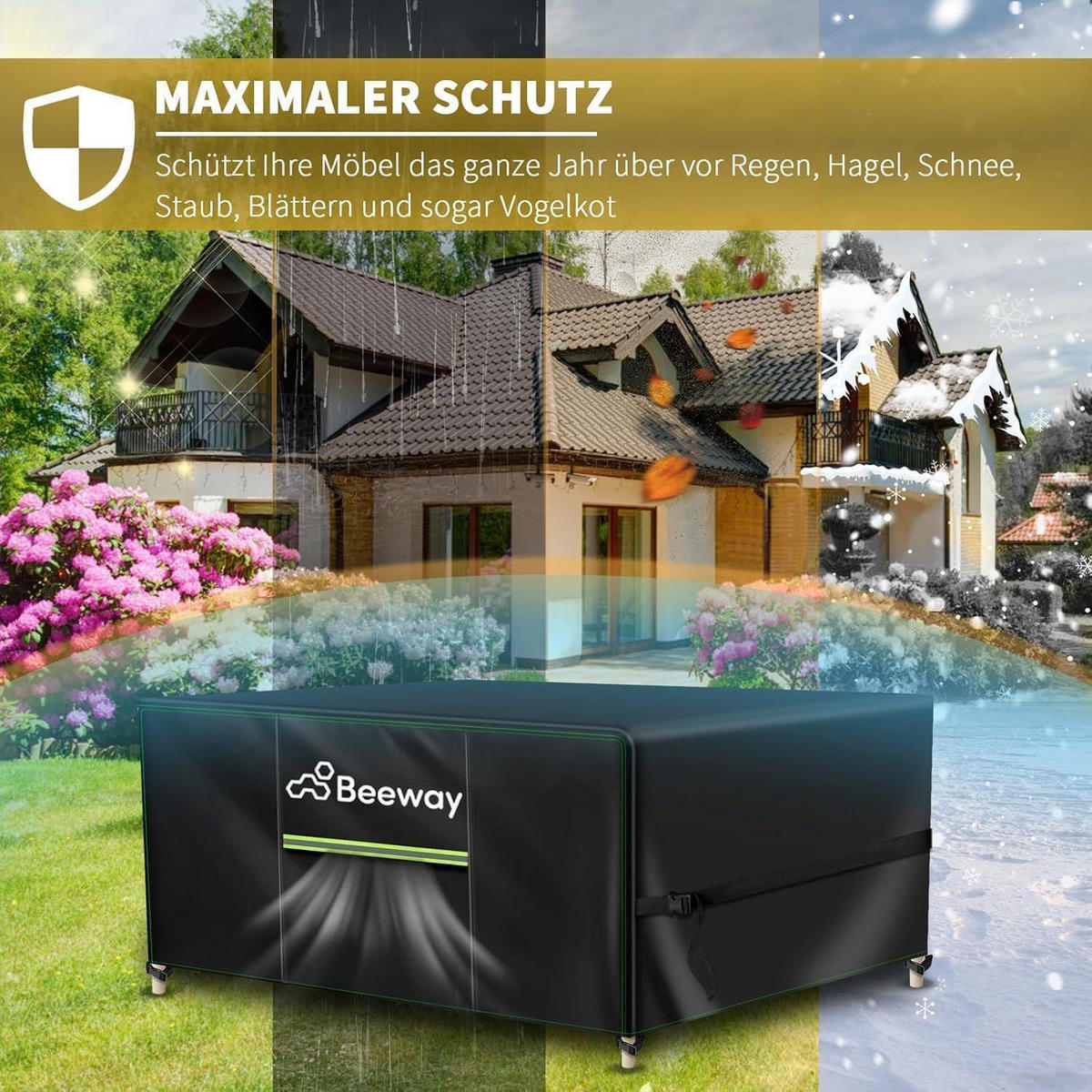 GARTENMÖBEL Abdeckung Wasserdicht 125 x 63 x 73 cm Schwarz - Schwarz, Textil (63/73/125cm)