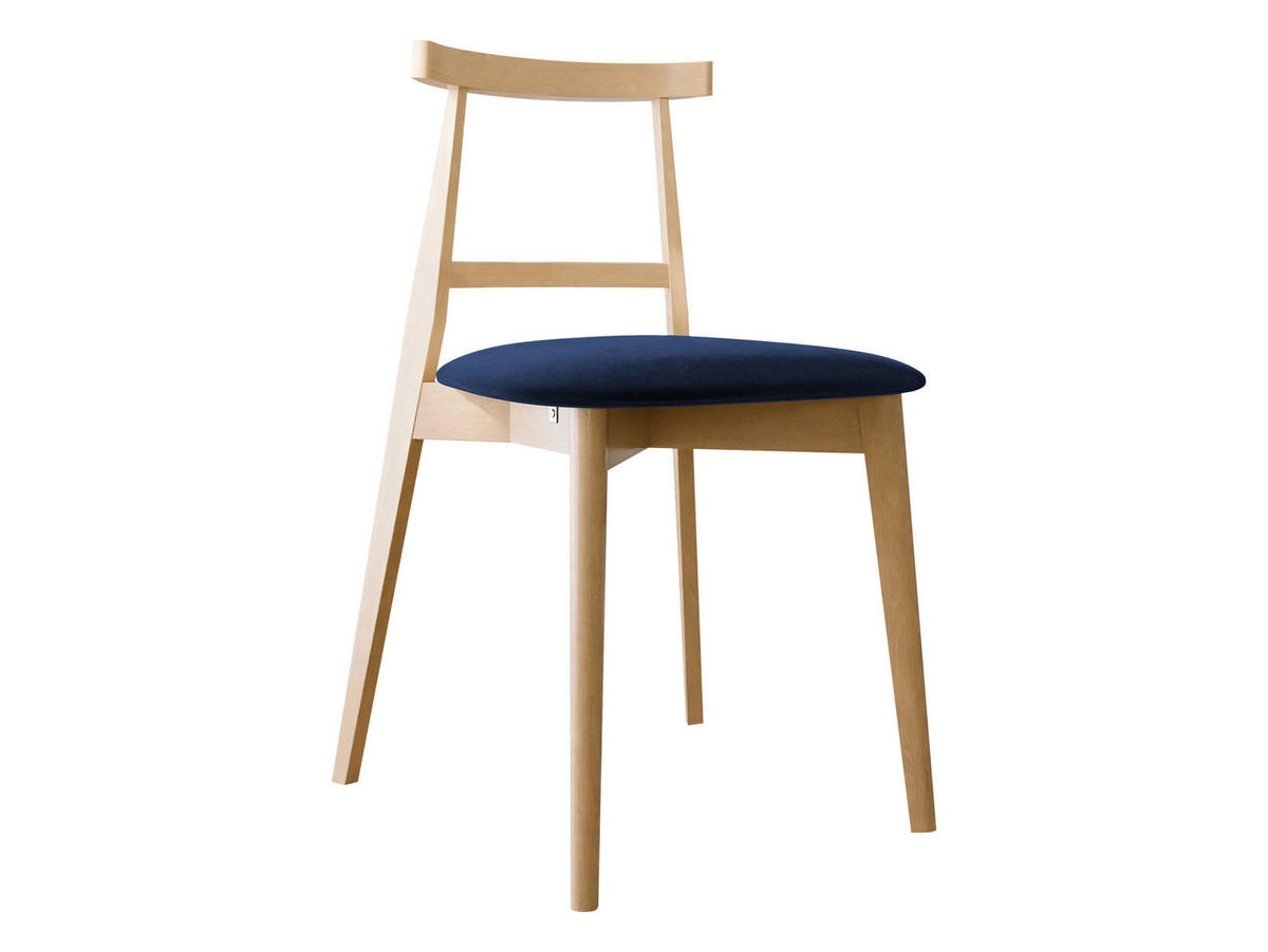 WOHNZIMMER STUHL KT71, Holzfarbe: Buche - Blau/Buchefarben, Holz/Textil (48/75/54cm) - MIRJAN24