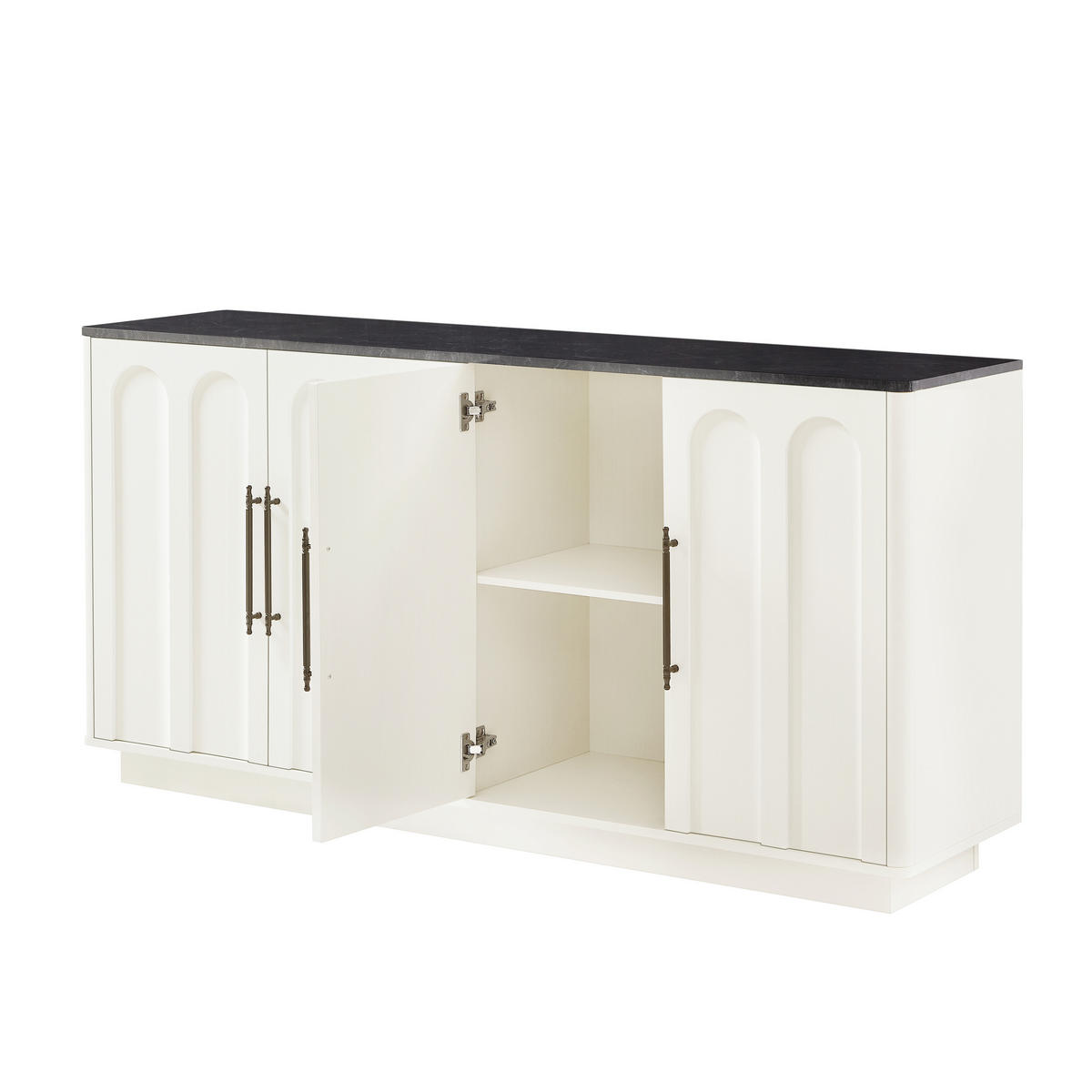 SIDEBOARD Weiß/Schwarz 160/40/80 cm - Weiß, Holzwerkstoff (160/80/40cm) - PANGIVO