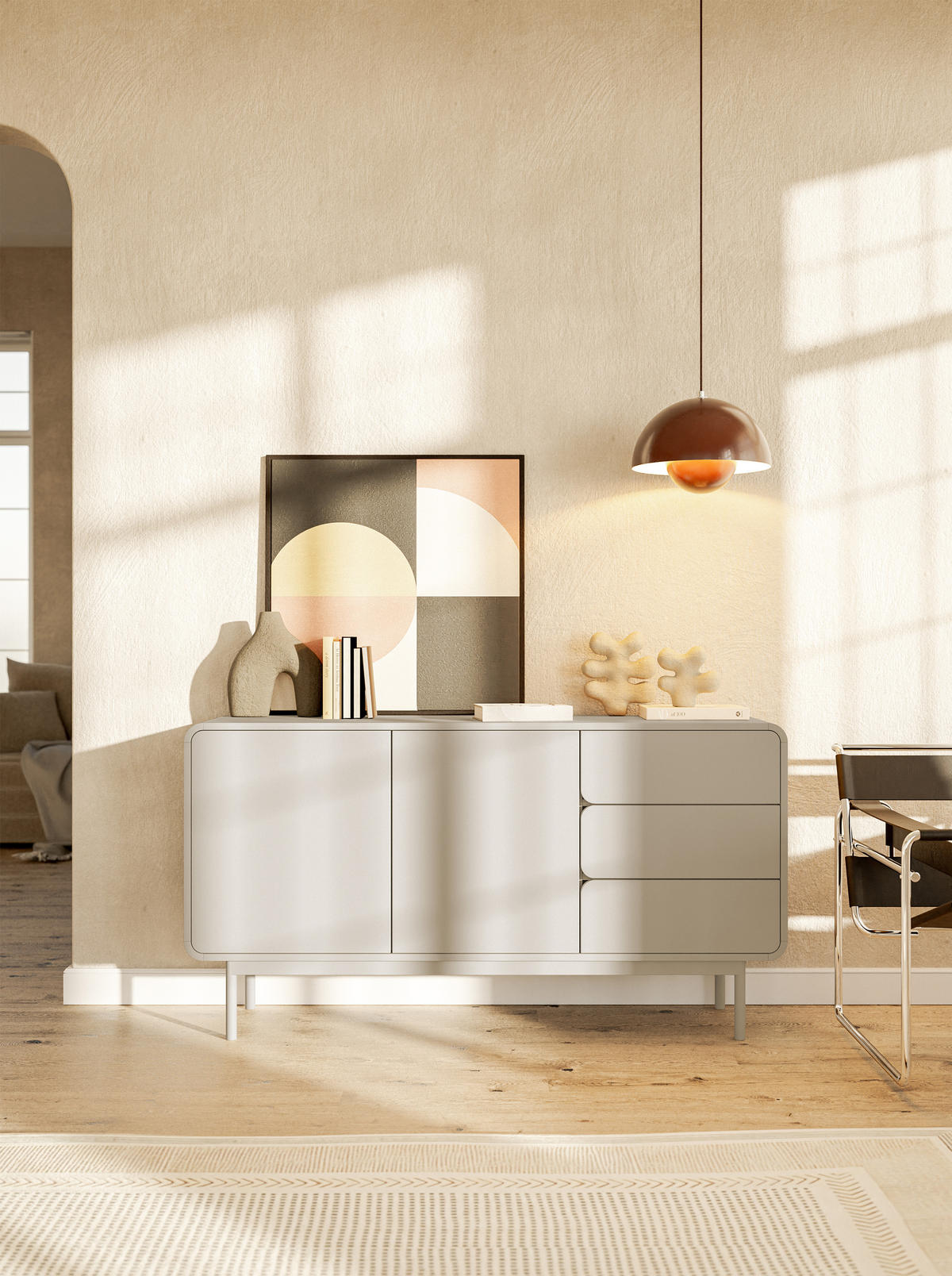 SIDEBOARD Oro Greige 154 cm - Taupe, Holz/Holzwerkstoff (154/82/40cm) - Selsey