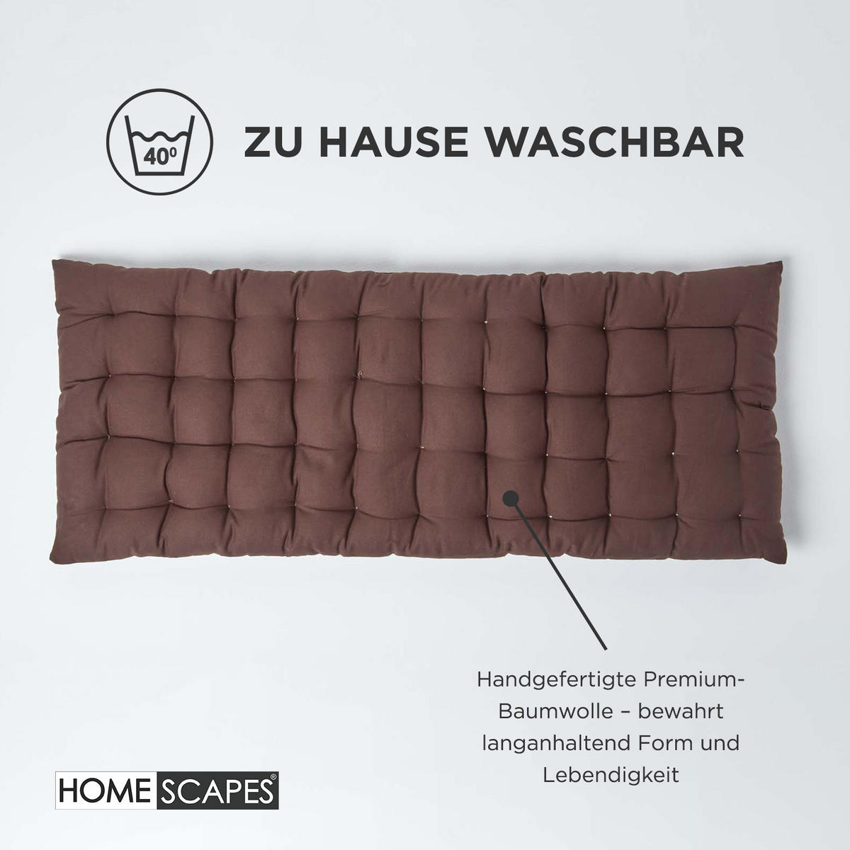 BANKAUFLAGE 3-Sitzer braun 143/48/5 cm - Braun, Textil (143/48/5cm) - Homescapes
