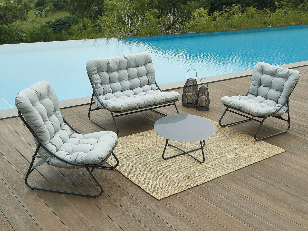 GARTENSITZGRUPPE im Set - 4 Personen - Metall - Anthrazitgrau - - Anthrazit, Metall - Vente-Unique