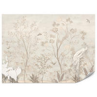 FOTOTAPETE für Esszimmer Weiße Vögel Bäumen Natur Kräne Blumen 450x315 - Beige, Papier (450/315cm) - Muralo