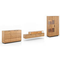 WOHNWAND Tirano 3er-Set Eiche Natur - Eichefarben/Schwarz, Holz/Metall (437/147/39cm) - Feldmann-Wohnen