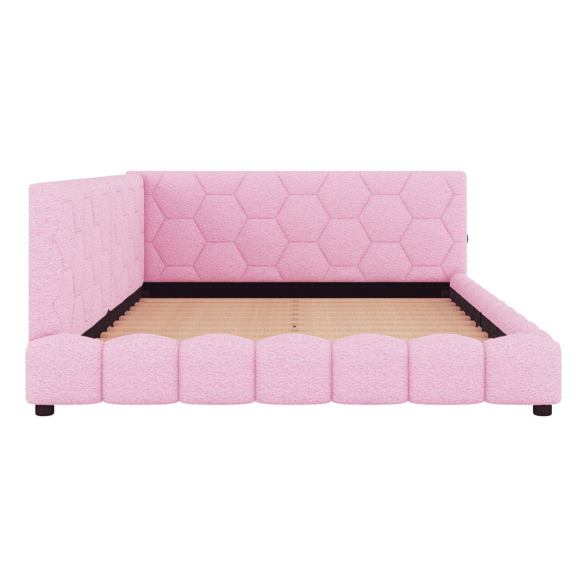 TAGEBETT 140x200cm Rosa Vliesimitat 16 Farben Umgebungslicht USB-C - Pink, Holz (140/200cm) - FLIEKS