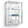 HÄNGEVITRINE 25/60/80 cm mit Spiegel, LED & 2 höhenverstellbaren Glasböden - Transparent/Silberfarben, Glas/Holzwerkstoff (60/80/25cm) - K-Möbel