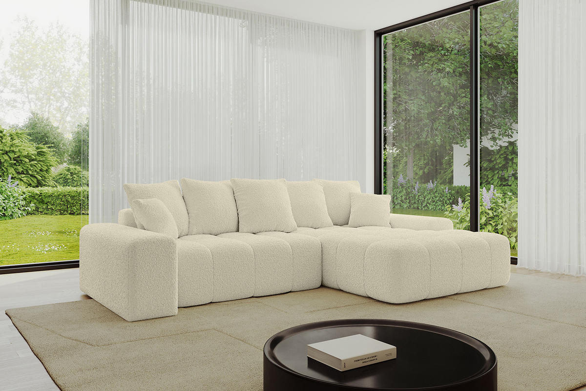ECKSOFA Ottomane Rechts ENSI-L - 267x164x88 cm Creme - Creme, Holzwerkstoff/Kunststoff (164/267cm) - ALTDECOR