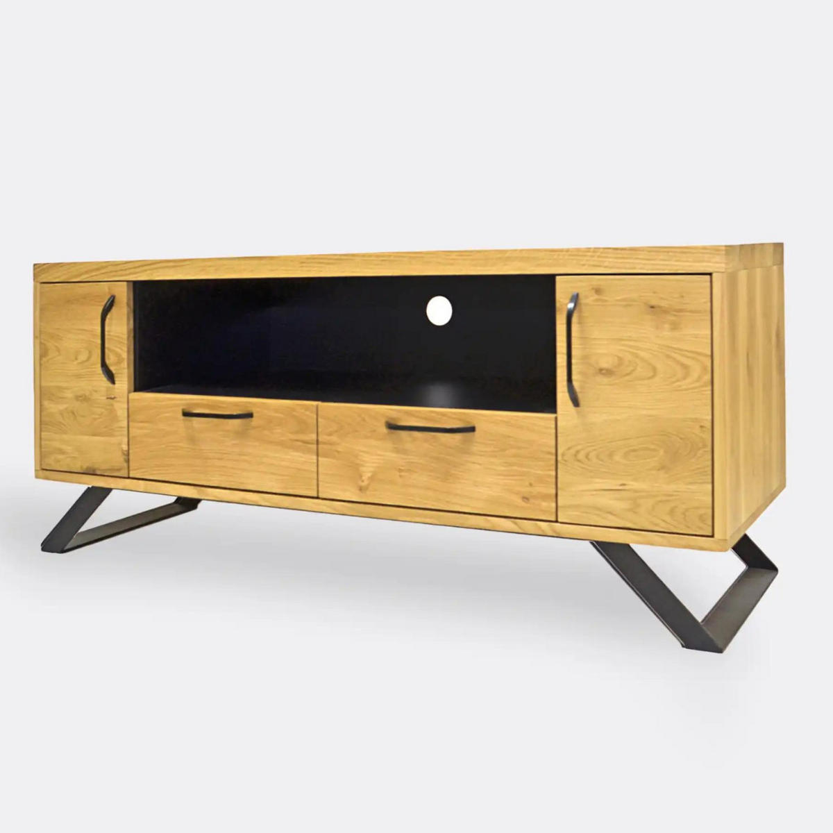 TV-SCHRANK aus Eichenholz im industriellen Stil für das Wohnzimmer JORGEN - Eichefarben, Holz (150/60/45cm) - Rawood Furniture