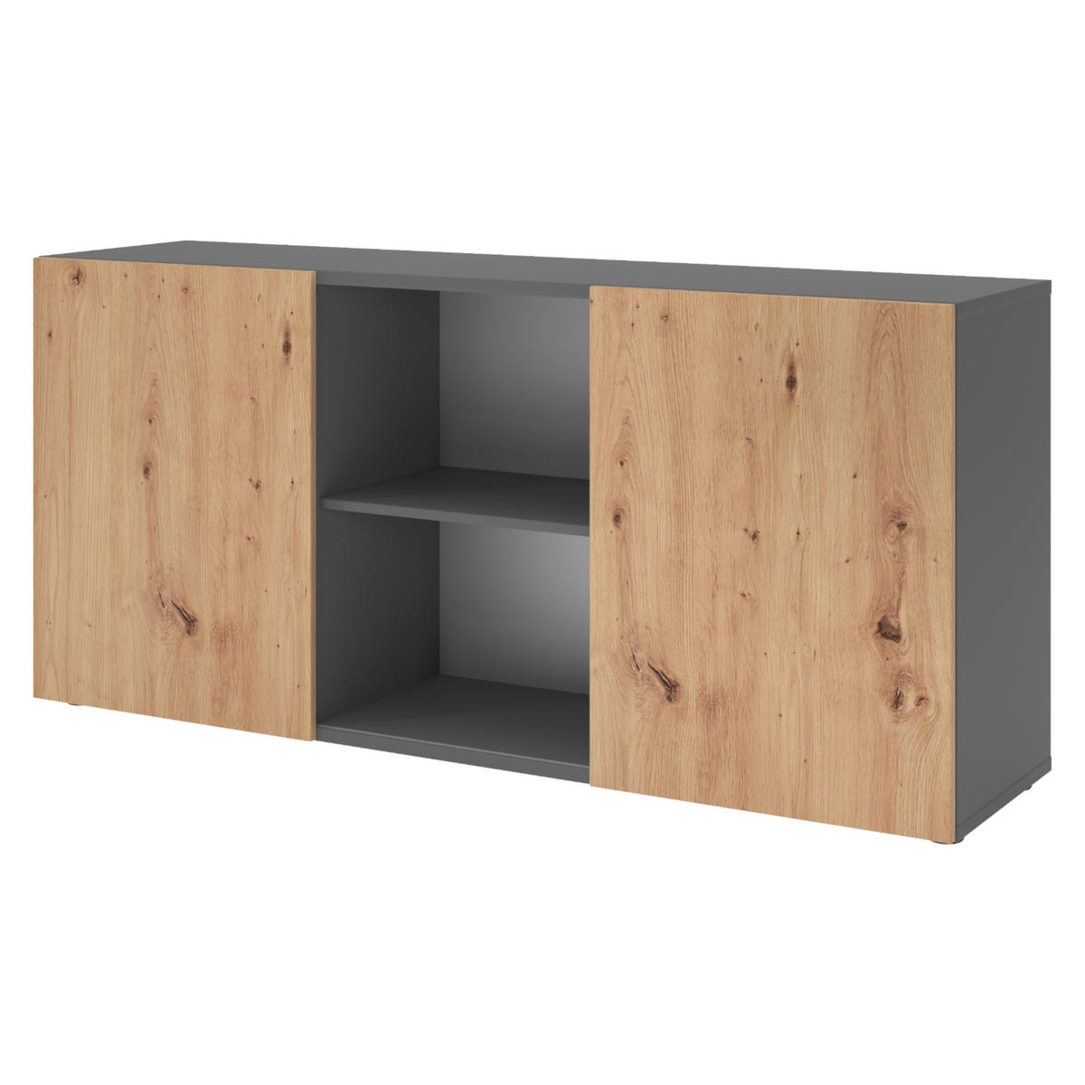 SIDEBOARD mit Schwebetür 42/160/74,8 cm in Graphitfarben/Wildeiche - Wildeiche/Graphitfarben, Holzwerkstoff (160/74.8/42cm) - bümö