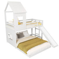 HAUSBETT 90/200 & 140/200 cm Weiß mit Rutsche und Fallschutz - Weiß, Holzwerkstoff (90/200cm) - Flora Grace
