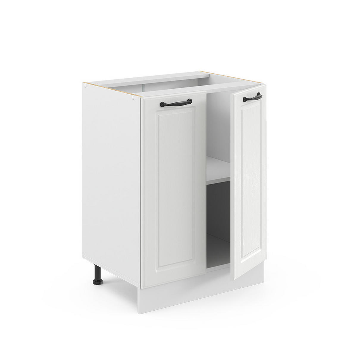 KÜCHENUNTERSCHRANK R-Line Weiß Landhaus 60 cm, AP Eiche - Creme/Weiß, Holzwerkstoff (60/81.6/60cm) - Vicco