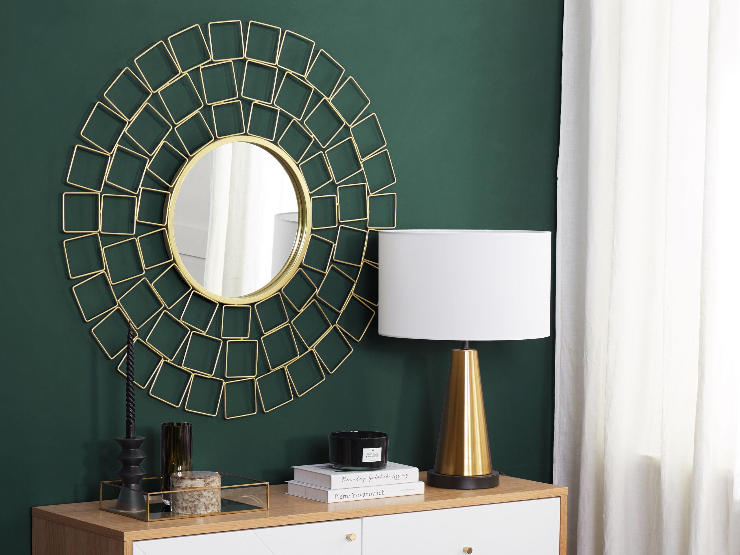 WANDSPIEGEL gold rund 90 cm Labrit - Goldfarben, Metall (90/90/3cm) - Beliani