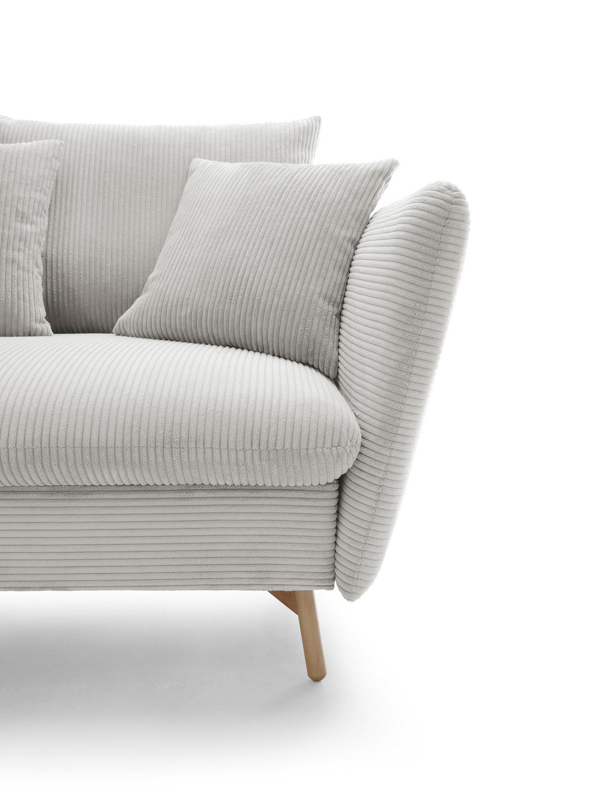 ECKSOFA Savona L-Form 260 cm, Cordstoff, Links, Vanille - Ecru, Holz (258/167cm) - Emporius