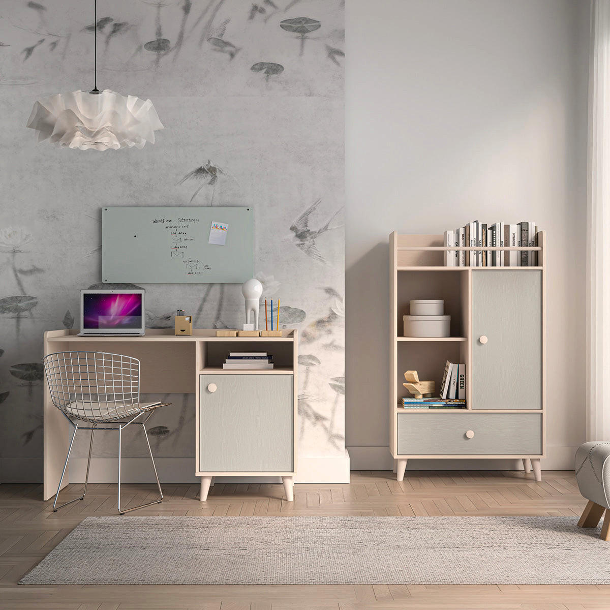 SCHREIBTISCH Alycia Beige - Grau - Holzeffekt - Beige, Holz (120/80/58cm) - Petits-meubles