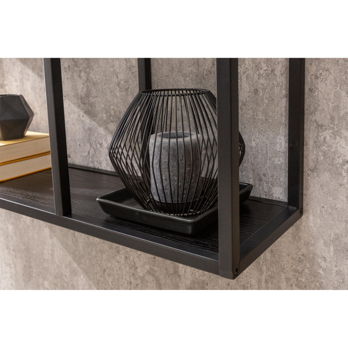 WANDREGAL SLIM LINE Esche Schwarz 91cm - Schwarz, Holz/Metall (75/91/20cm) - riess-ambiente