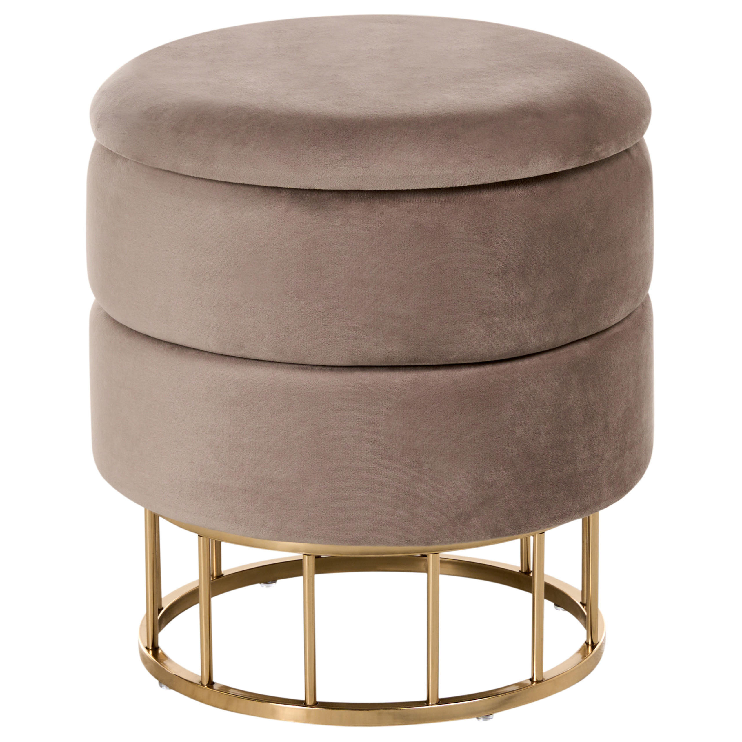 POUF Taupe Elgin - Taupe/Goldfarben, Textil (37/42/37cm) - Beliani