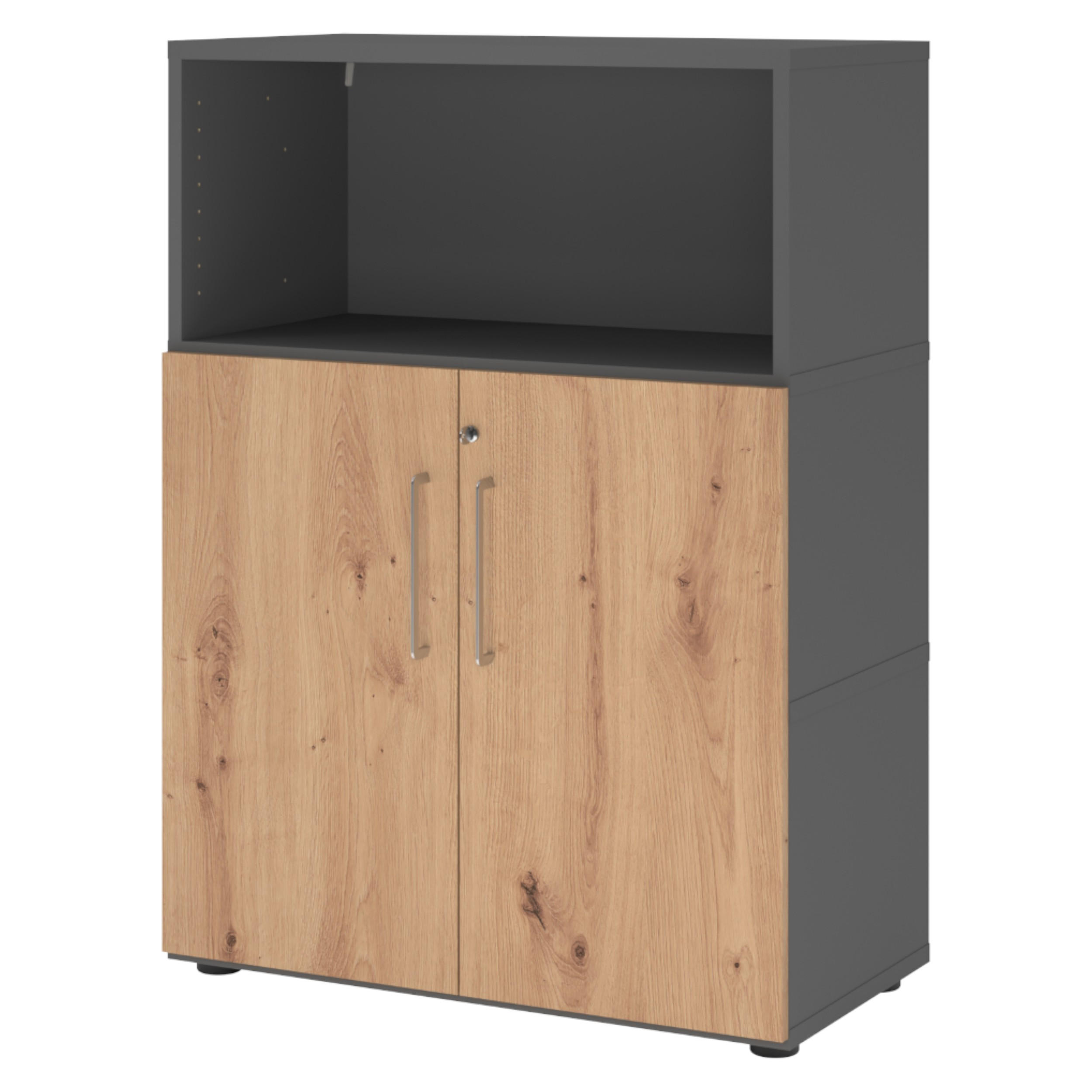 AKTENSCHRANK mittel mit Flügeltüren 41,7/80/110 cm in Graphitfarben/Wildeiche - Wildeiche/Graphitfarben, Holzwerkstoff (80/110/41.7cm) - bümö