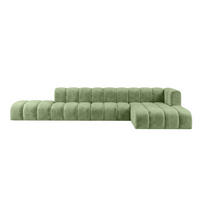 ECKSOFA Modulares In L-Form Mit Hocker, Velvet-Stoff Riviera, Olive, Rechts, GRAND - Olivgrün, Holz (386/179cm) - Kaiser Möbel