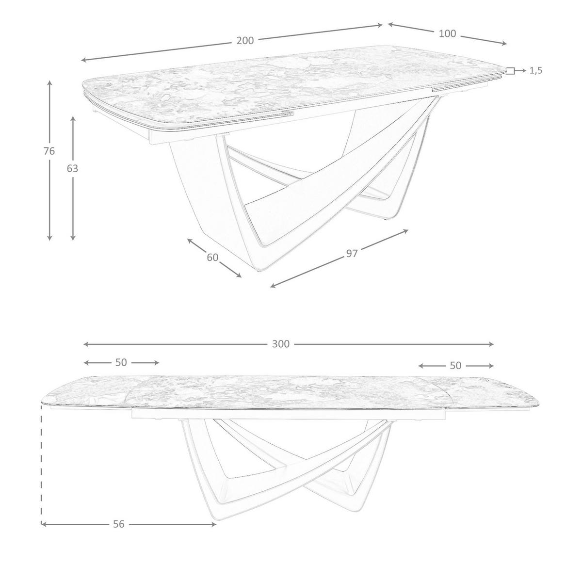 ESSTISCH Ovaler ausziehbarer Esstisch Oval Barrel Porzellan Marmor und Taupe metallischen Stahl 200/100/76 cm - Beige, Stein (100/200/76cm) - ANGEL CERDA