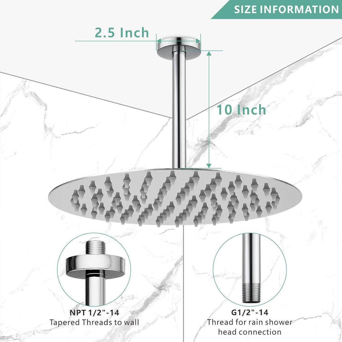 DUSCHARM mit Flansch 25 cm rund - Silberfarben, Metall (5/12.7/25cm)