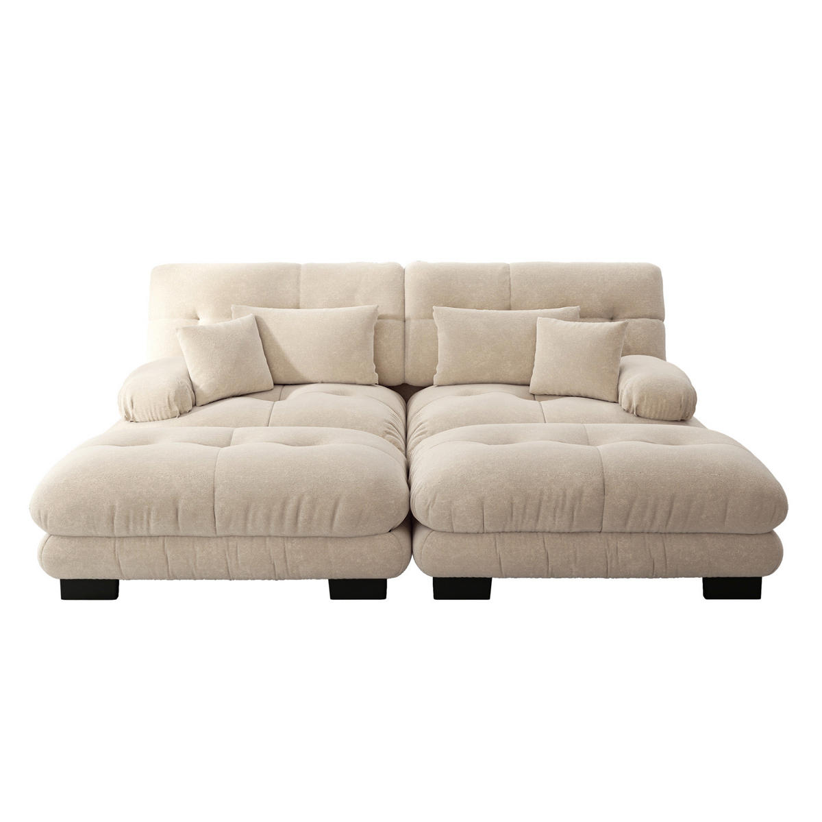 SOFA modular mit Ottomans Chenille Light Coffee - Beige, Kunststoff (145/81/220cm) - Meubliv