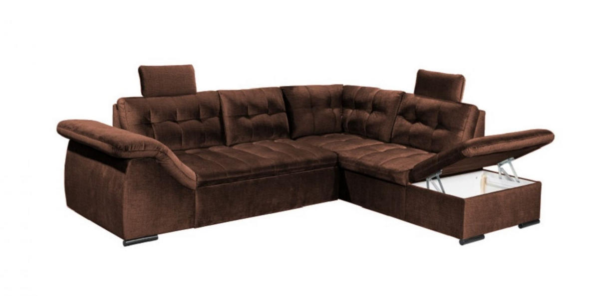 ECKSOFA mit Schlaffunktion und Bettkasten - Kupferfarben, Kunststoff/Textil (217/283cm) - ed exciting design