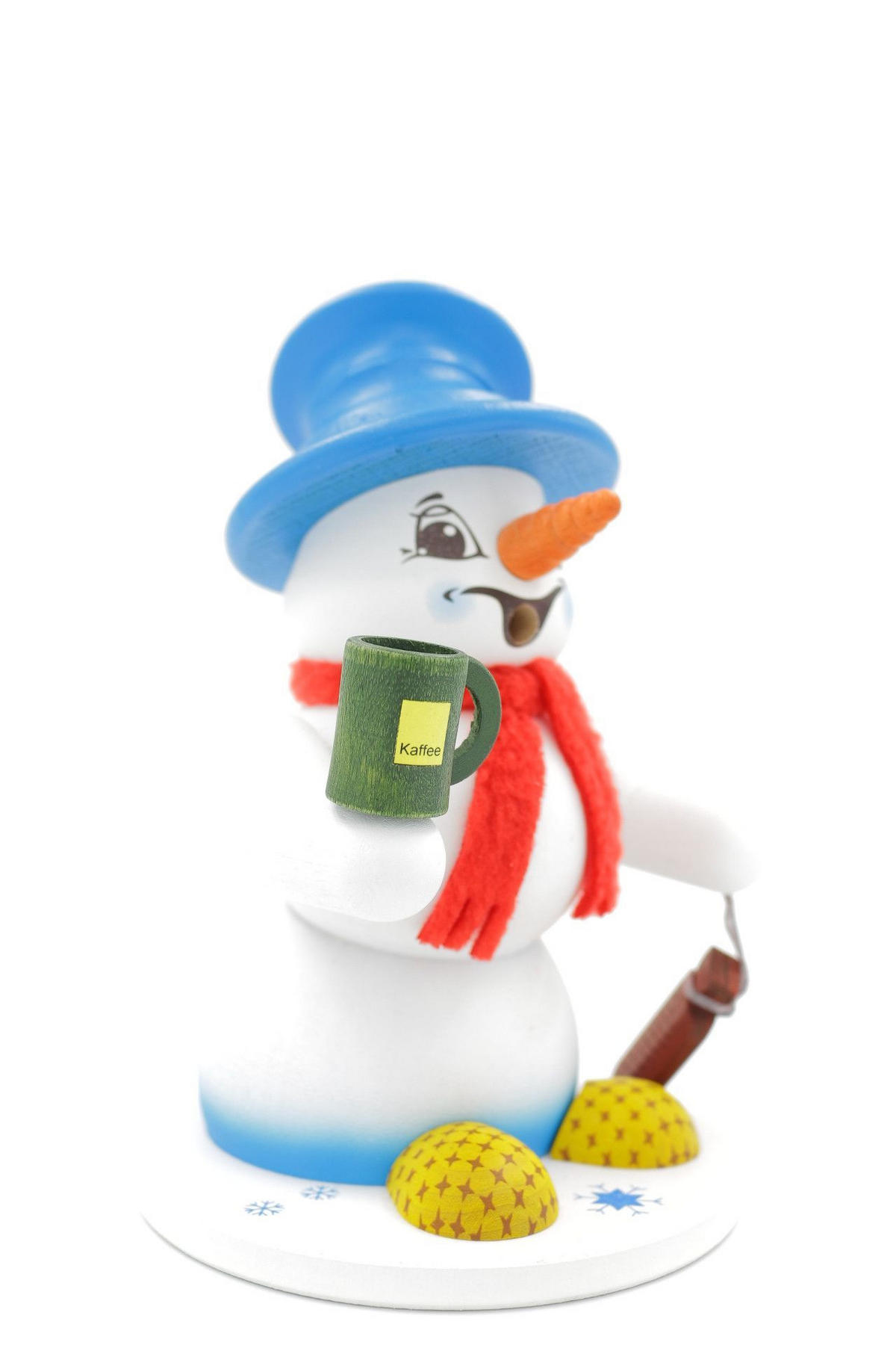 RAUCHFIGUR Schneemann Weiß Schlafmütze 19 cm - Multicolor, Holz (15/19/0.1cm)