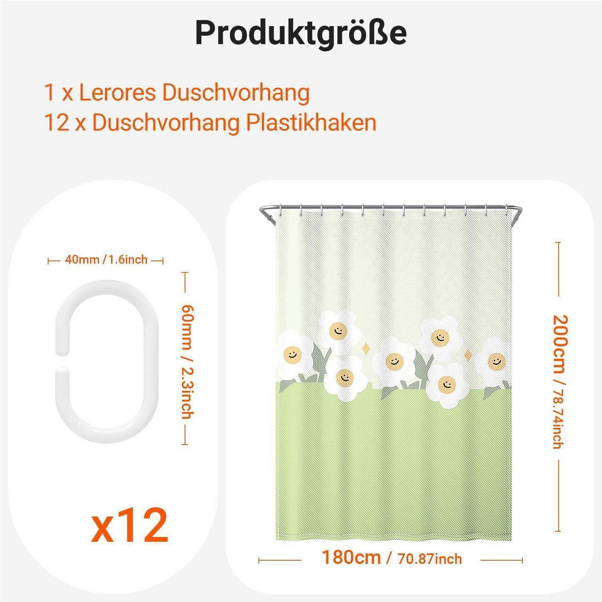 DUSCHVORHANG Grünes Lächeln 180 x 200 cm - Grün, Textil (180/200cm)