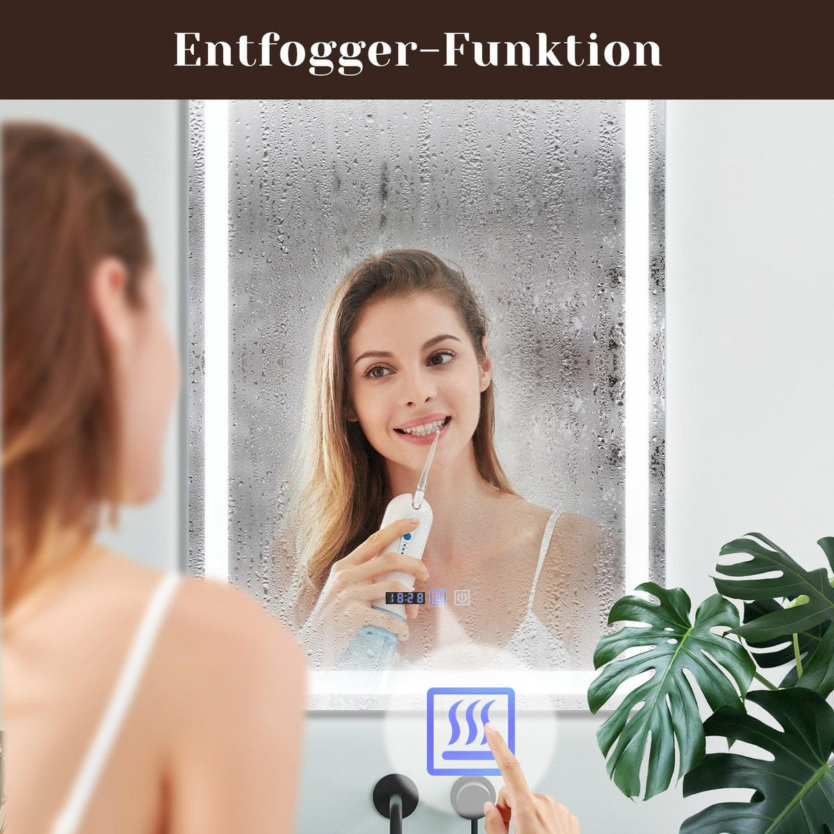 BADEZIMMERSPIEGEL Jena mit LED-Leuchte 50/70/3 cm - Weiß, Glas (70/3/50cm) - Nettlife