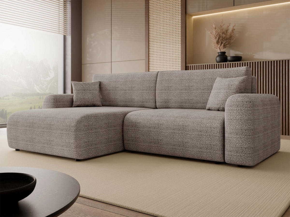 ECKSOFA Floryn L - Schwarz/Grau, Holz/Kunststoff (245/145cm) - MIRJAN24